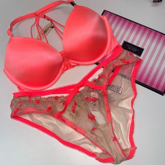 🔥VICTORIA SECRET PUSH-UP  BRA SET 32D//M NEW - Picture 1 of 8